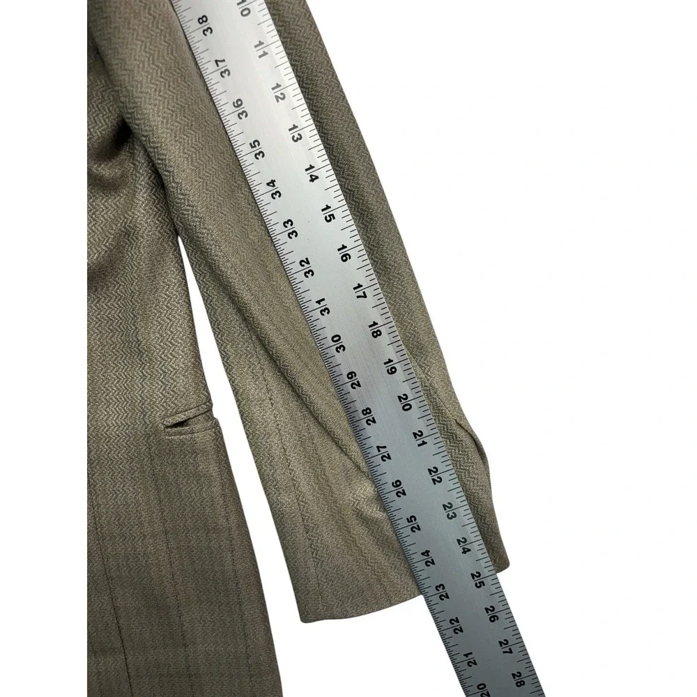 vtg 90s Lebaron 42R Tan Zig Zag Striped Silk Blazer Jacket Sport Suit Coat USA